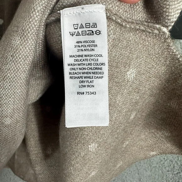 Cynthia Rowley sweater womens plus 1X brown polka dot‎ soft boxy 3/4 sleeve - Picture 6 of 7